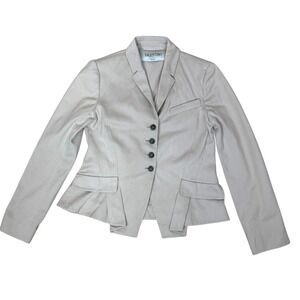 Valentino Made in Italy Blazer Beige Cotton Button Front Tailored Women's 4
